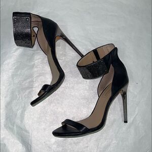 BCBGMAXAZRIA Everling Silver Metal Cuff Heels